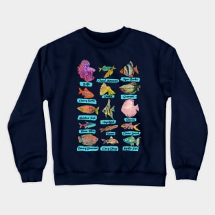 Tropical Freshwater Fish Chart Crewneck Sweatshirt